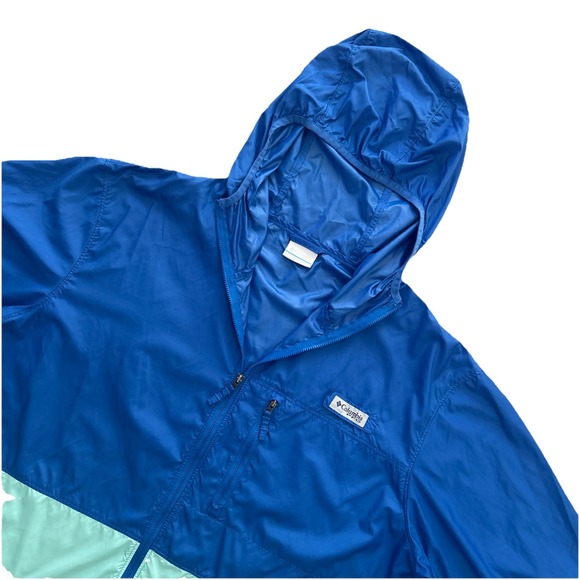 Columbia PFG Hooded Windbreaker Jacket Blue Mint Fishing Outdoor Size L Mens - Picture 6 of 9